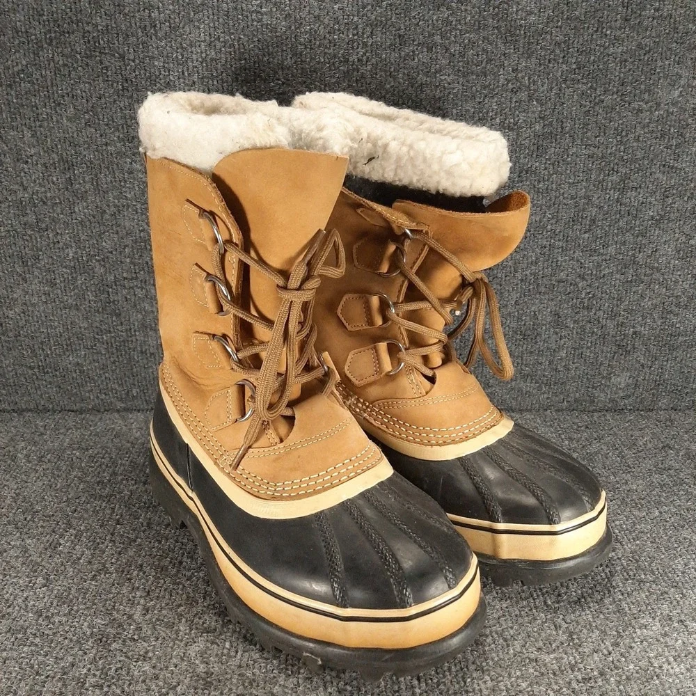 Sorel Caribou Waterproof Winter Boots Brown Leather Insulated Warm Men's 8 EU 40
